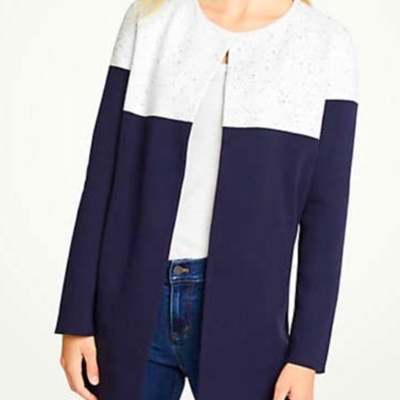 NWOT Ann Taylor Colorblock Long Jacket Cardigan - Picture 1 of 5
